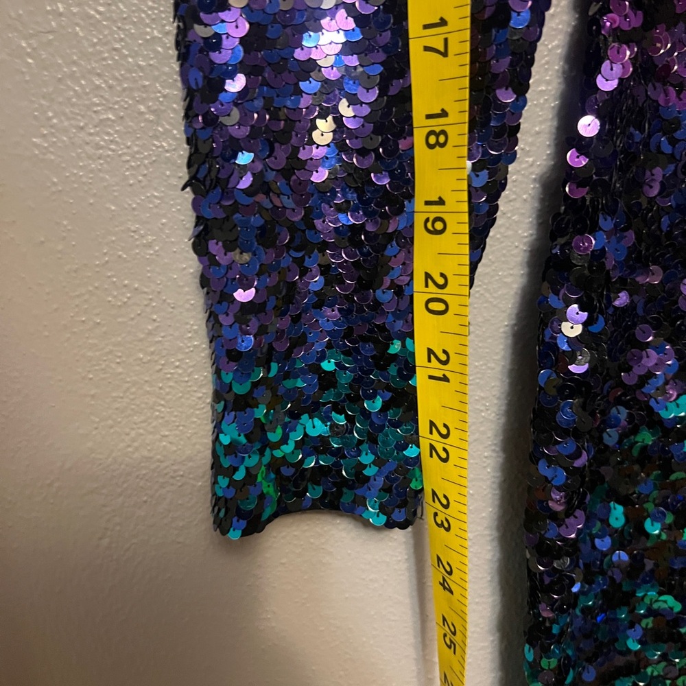 Oleg Cassini Vintage Vibrant Sequin Long Sleeve Dress - Picture 9 of 14